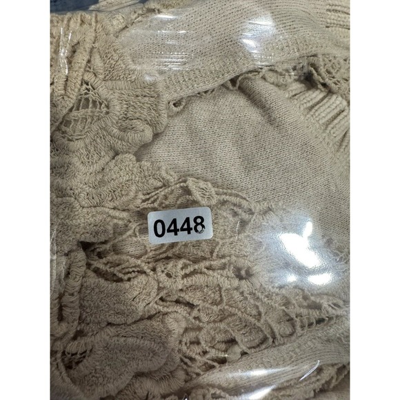 Free People Cream Long Sleeve Lace Overlay Round Neck Sweater Size XS - Picture 6 of 6